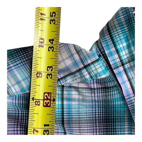 Cinch Men's Plaid Long Sleeve Button Down Western Shirt Turquoise Lilac Size 2XL - Picture 7 of 14